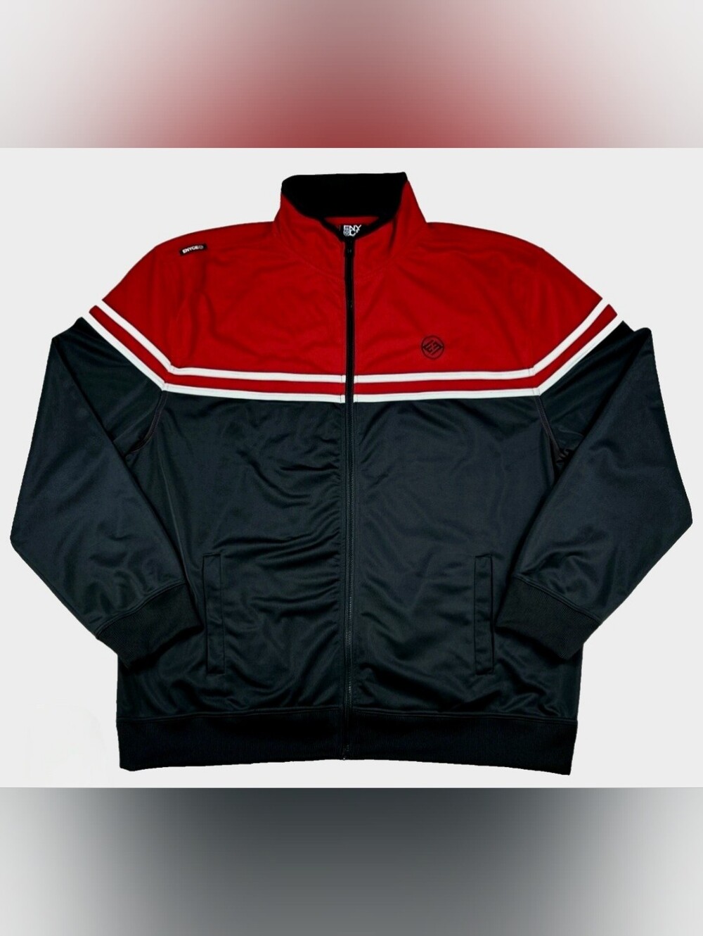 Enyce Vintage Colorblock Red and Black Varsity-Style Zip Jacket. *Authentic* New